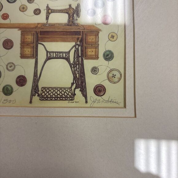 Signed & Numbered Joan Stier Framed Print - Victorian Singer Sewing Machine - Picture 4 of 7